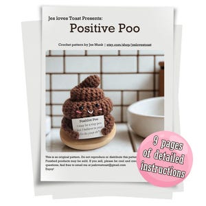 Positive Poo Crochet Pattern: Funny Poop Emoji, Beginner Friendly Low-sew Amigurumi tutorial image 3