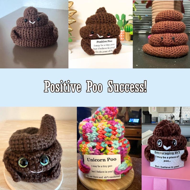 Positive Poo Crochet Pattern: Funny Poop Emoji, Beginner Friendly Low-sew Amigurumi tutorial image 7