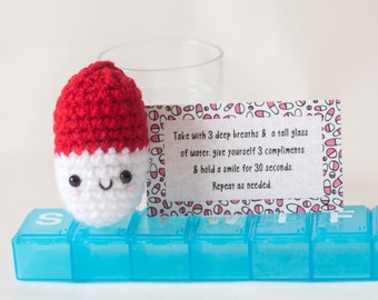 Crocheted Chill Pill Plushie: Nurse Supervisor Gift, Anxiety Relief Keychain