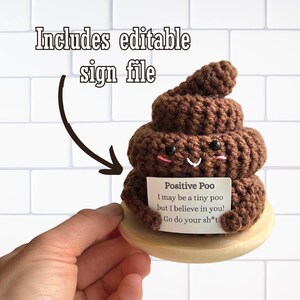 Positive Poo Crochet Pattern: Funny Poop Emoji, Beginner Friendly Low-sew Amigurumi tutorial image 2