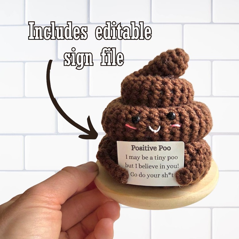 Positive Poo Crochet Pattern: Funny Poop Emoji, Beginner Friendly Low-sew Amigurumi tutorial image 2