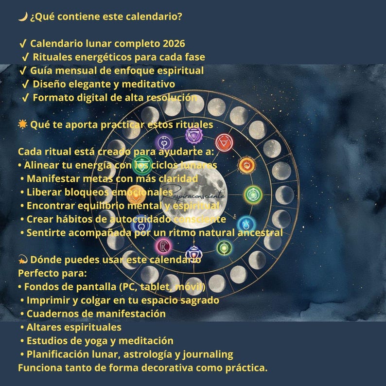 Spiritual Lunar Calendar 2026 With Rituals in Each Phase - Monthly ...
