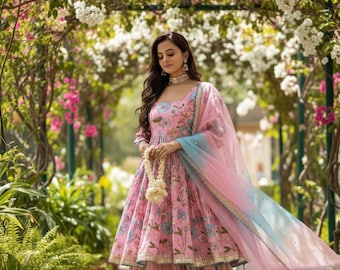 Blush Pink Floral Garara Suit