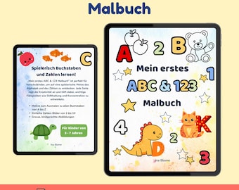 ABC & 123 Coloring Book PDF | Preschool and Kindergarten Workbook | Learn Letters and Numbers | Printable Coloring Book for Kids