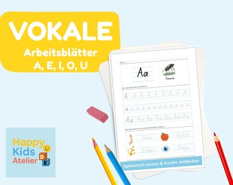 Vowel Worksheets A E I O U | Preschool & Kindergarten Learning Materials | PDF Printable Letter Learning Template for Kids