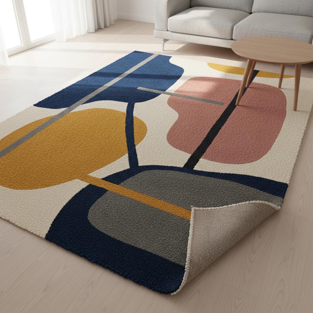 Hand Tufted New Zealand Wool Rug | Abstract Geometric Design - Etsy
