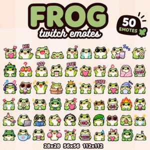 50 emoticon rana per Twitch / emoticon rana kawaii per streaming / pacchetto emoticon carine per Twitch / emoticon per streamer / emoticon per videogiochi / 28x28 56x56 112x112