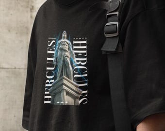 Hercules Greek Statue Graphic Tee – Muscular Male Sculpture T-Shirt, Classical Strength Aesthetic Unisex Streetwear, Mythical Hero Top