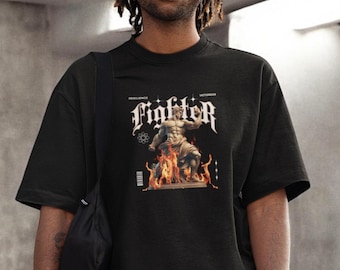 Fighter Greek Statue Graphic Tee – Muscular Male Sculpture T-Shirt, Classical Art Aesthetic Unisex Streetwear, Ancient Warrior Top