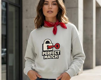 Perfect Match Sweatshirt, Valentine’s Day Gift for Couples, Minimal Graphic Crewneck, Cute Love Unisex Sweatshirt