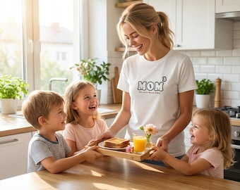 Bella Canvas Jersey Tee for Proud Mama, Short Sleeve, Personalized Mom of 3 Shirt with Custom Kids Names, Mother's Day Gift