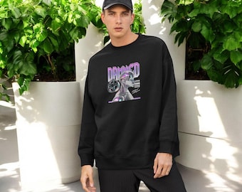 Damned Robot Man Sweatshirt – Futuristic Cyborg Graphic Pullover, Dark Tech Aesthetic Unisex Streetwear, Robot Illustration Cozy Crewneck