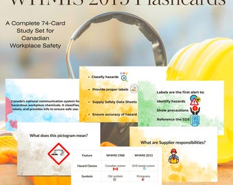 Tarjetas de estudio del WHMIS (Sistema de Información sobre Materiales Peligrosos en el Trabajo) 2015 (PDF digital e imprimible)
