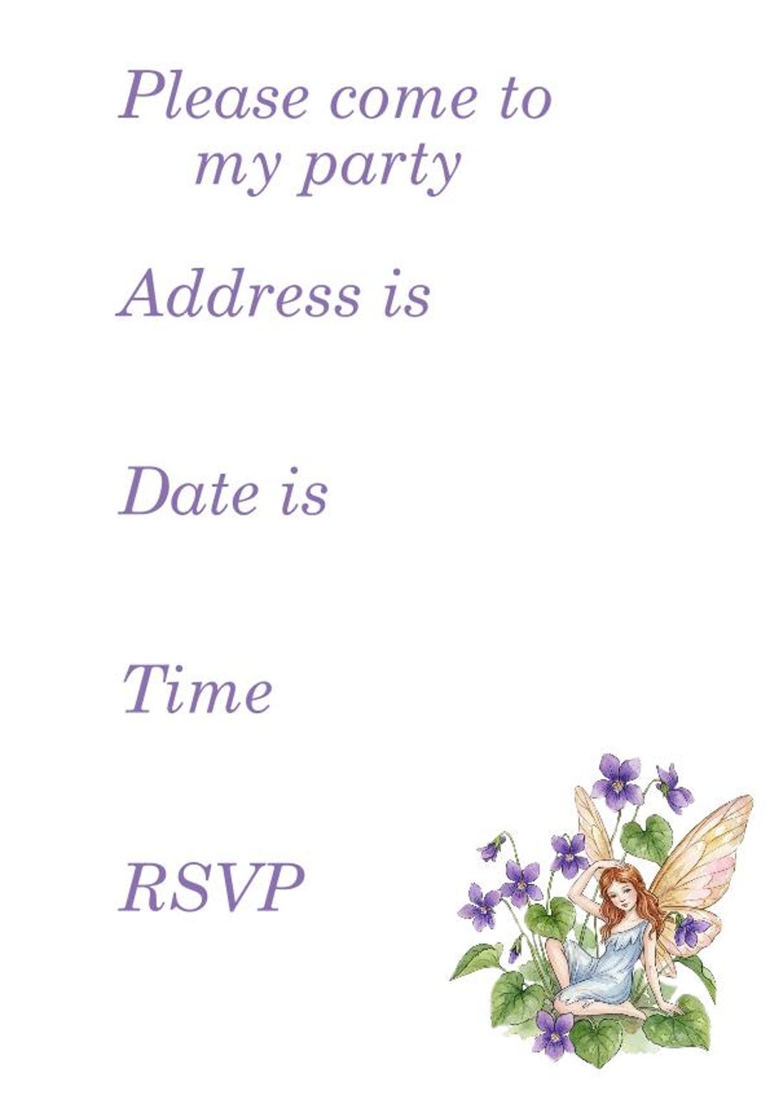 Party Invite Sample Note Sweet Violet, Party Invite, Thank You Note, and Letters, PDF Download ...