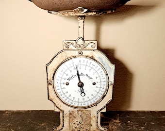 Antieke Art Nouveau keukenweegschaal, Duitse metalen balans, rustieke boerderijdecoratie – Antieke Art Nouveau keukenweegschaal