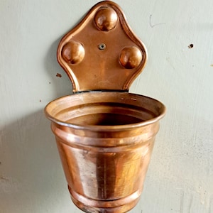 Small Copper Wall Planter Cachepot Rustic Wall Vase Copper / Kupfer Wandgefäß Cachepot Wandvase Landhausstil Vintage