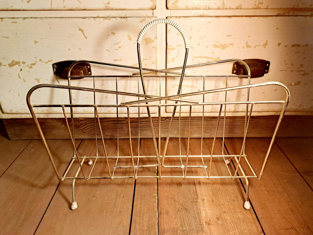 Vintage Metal Magazine Rack – Mid-century Newspaper Holder 50s 60s ...