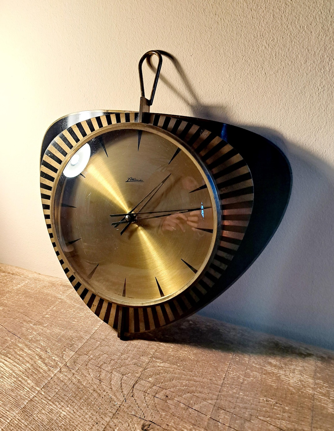 Clock Atlanta Mid-century Wall Clock Atlanta Brass Vintage Design Quartz | Mid ...