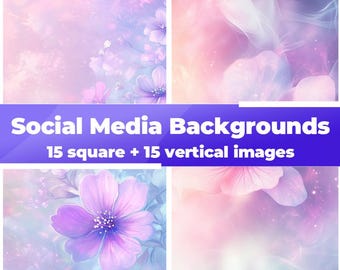 Spiritual Floral Social Media Background Pack 15 Vertical and 15 Square PNG Images