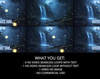 Animated Magical Forest Waterfall Nature Video Loop Background Streamer Pack