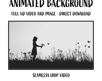 Flower Girl and Butterflies HD Animation Video Loop Desktop Wallpaper