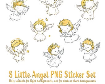 Little Angel Stickers - PNG Digital Set for Planners (Digital Download)