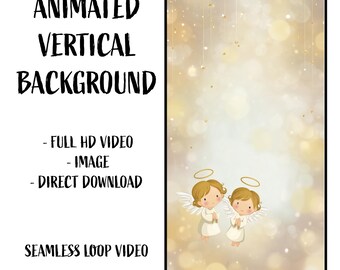 Animated Adorable Golden Angel Vertical HD Video and JPG Background