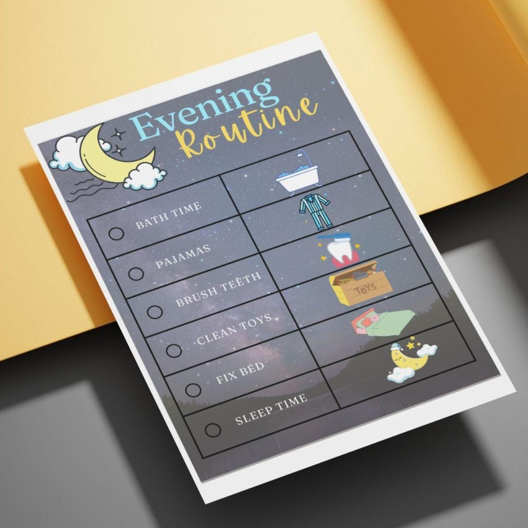 Evening Routine Template | Editable Canva Daily Planner - Etsy