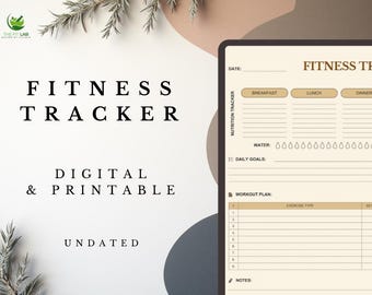 Fitness Tracker Template | Workout & Meal Log Planner | Printable, Canva and GoodNotes Friendly (Digital PDF)