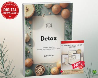 4-Week Detox Meal Plan + Free Planner Bundle | Clean Eating Reset | Printable Digital PDF