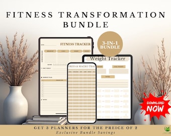 Pakiet Planera Transformacji Fitness: Śledzenie wagi i posiłków (cyfrowy PDF)