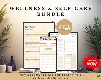 Wellness Planner Bundle: Habit, Gratitude, and Reflection (Digital PDF)
