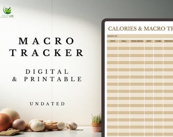 Macro & Calorie Tracker: Nutrition Planner (Digital PDF)