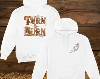 Western Rodeo Barrel Racer Hoodie - Personalizable Turn & Burn Design