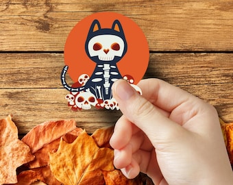 Skelett Katze Halloween Sticker