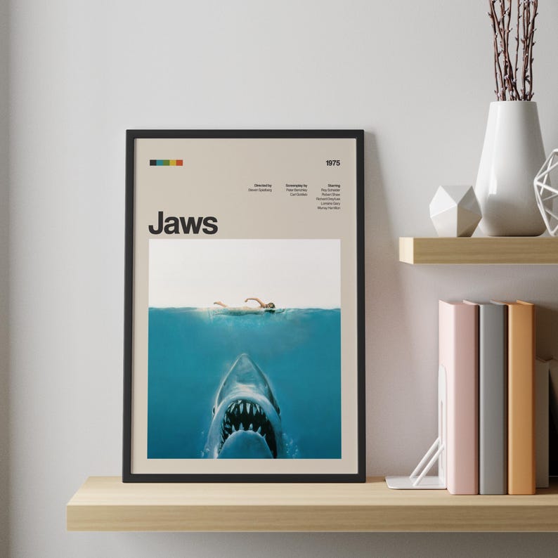 Jaws Frame Jaws Movie Poster, Retro Minimalist Movie Print - Etsy