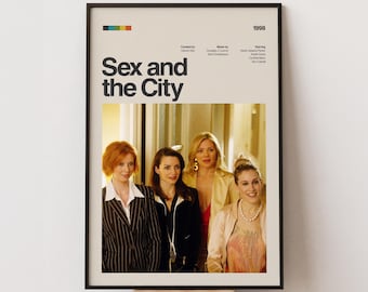 Locandina della serie TV Sex and the City, stampa in stile retrò minimalista.