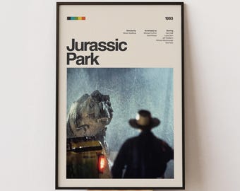 Póster de la película Parque Jurásico, lámina de película minimalista retro