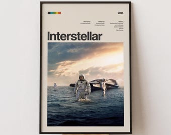 Interstellar Movie Poster, Retro Minimalist Movie Print