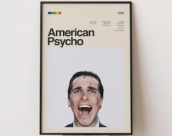 American Psycho Movie Poster, Retro Minimalist Movie Print