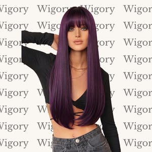 Purple & Light Purple Long Curly Synthetic Wig – Wavy  display picture 3