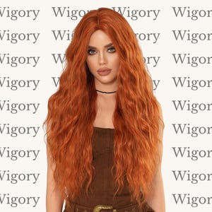 Parrucca Lunga Rossa Con Frangetta Per Donna - Foto 9