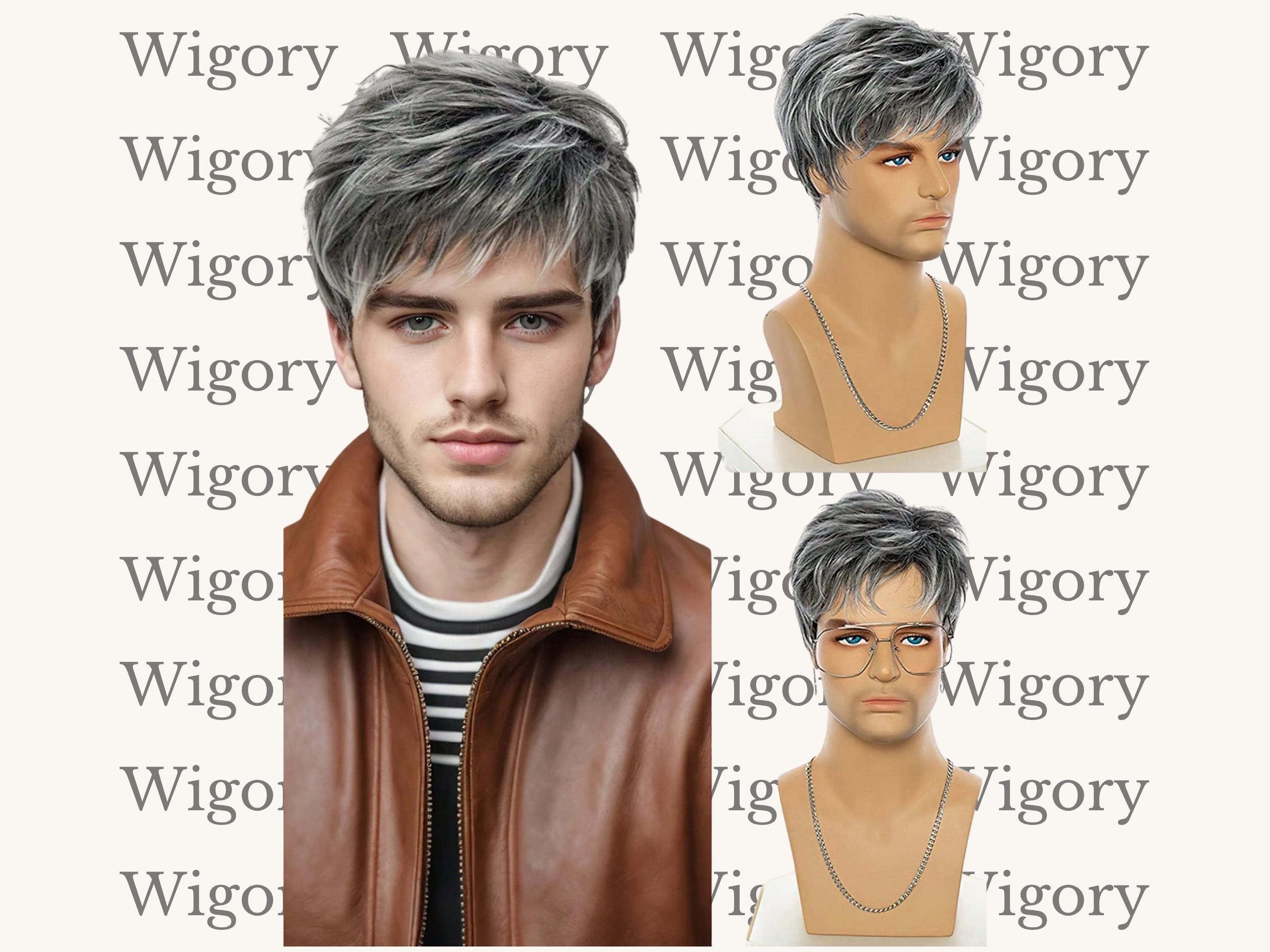 mens grey wig fancy dress Men Grey Wizard Wig with Beard Cosplay- Adult