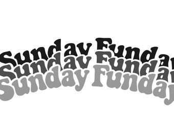 Sunday Funday Football Bubble Curved / Groovy / SVG File, Cut File