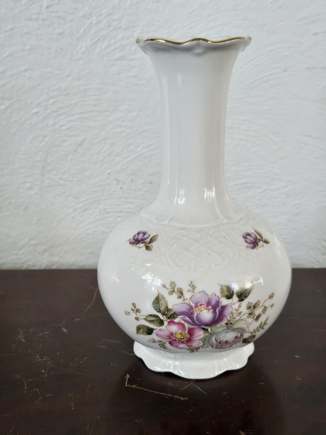 1950s Schumann Arzberg Bavaria Porcelain Vase | Floral Gold Trim German ...