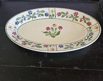 Adams England Titian Ware Oval Platter Antique Ironstone Floral Serving Plate