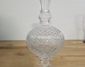 Vintage Hand Cut Crystal Bud Vase, Etched Floral Crystal Vase, Footed Crystal Vase, Elegant Cut Glass Home Decor, 11 Inch Vase 1970's