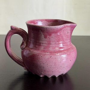 Handmade Pink Studio Pottery Pitcher, Raspberry Speckled Stoneware Creamer, Small Artisan Ceramic Jug