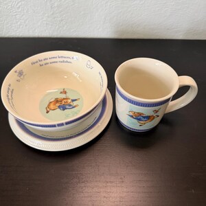 Wedgwood Peter Rabbit 3 Piece Children's Dinnerware Set | 2001 Beatrix Potter Bowl Plate Mug | Vintage Nursery China