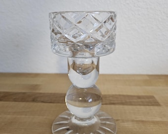 Vintage Block Crystal Candlestick Holder